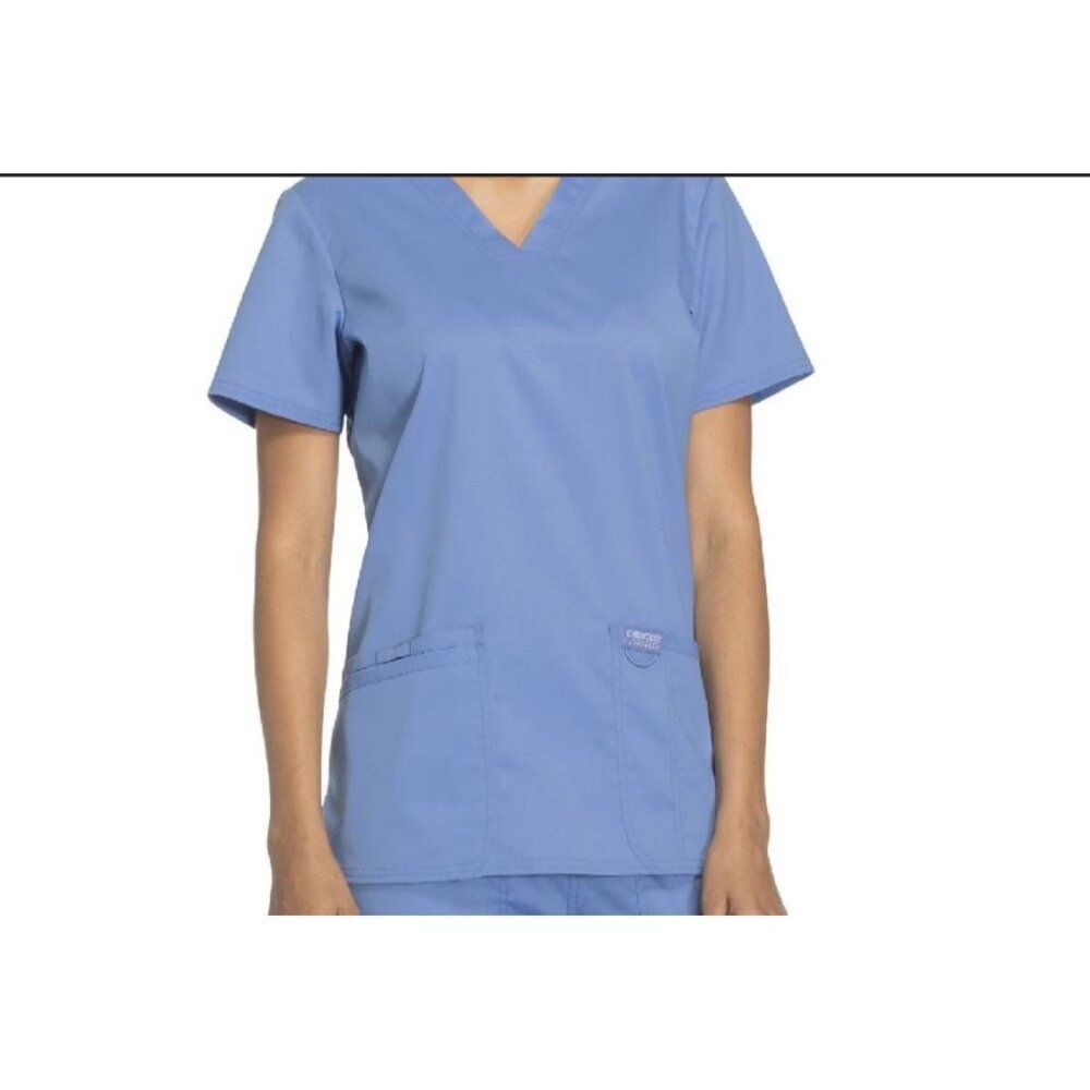 Cherokee Workwear Women Blue Scrub Top Size XS